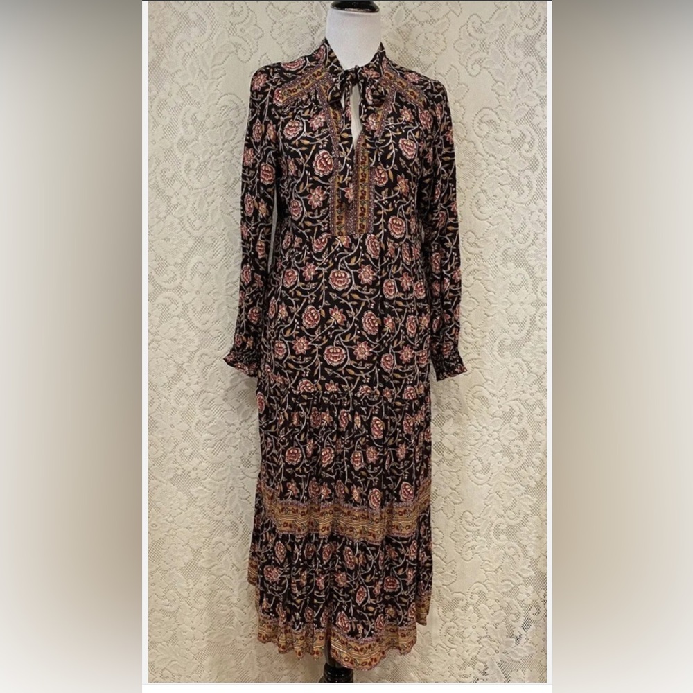 Knox Rose Black and Pink Floral Long Sleeve Dress